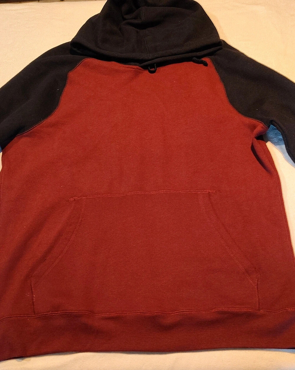 Men's pullover HoodieTek Gear Black & Burgundy Large